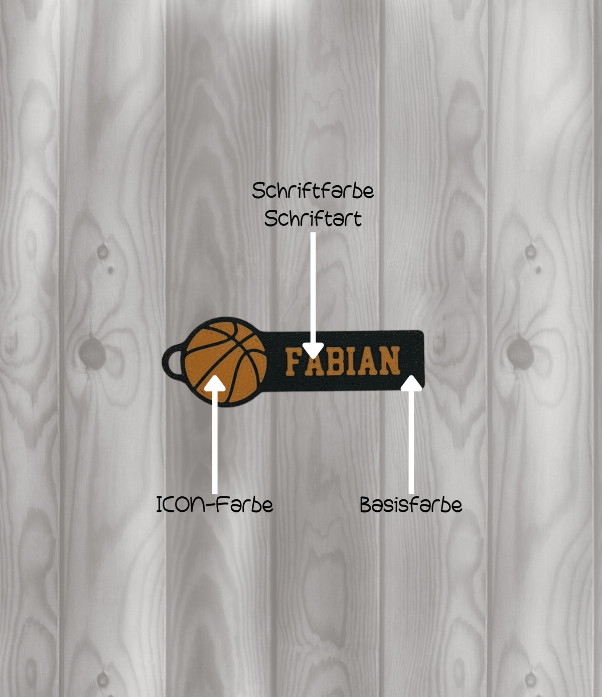 Basketball mit Name Schlüsselanhänger