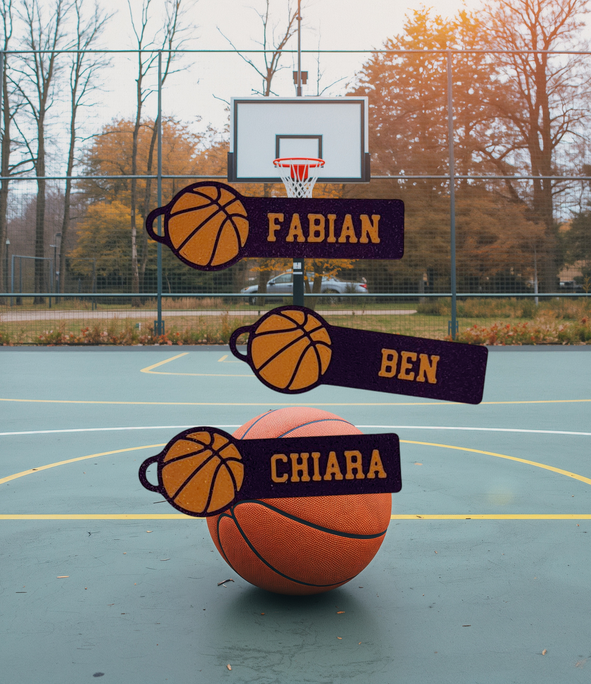Basketball mit Name Schlüsselanhänger